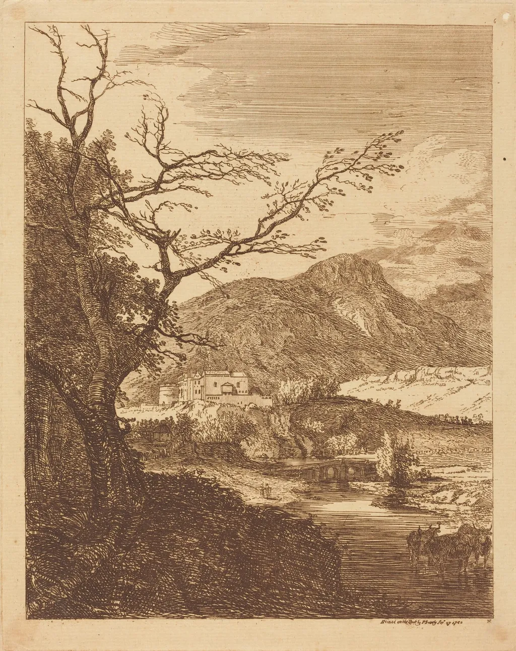 Capriccio with Edinburgh Castle and Arthur's Seat, by Paul Sandby, ink, 1750