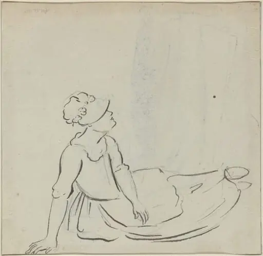 Girl with a Bonnet Reclining [verso], by Paul Sandby