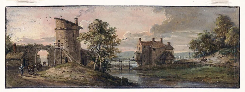 Landscape with a river, by Paul Sandby, watercolor, 1750