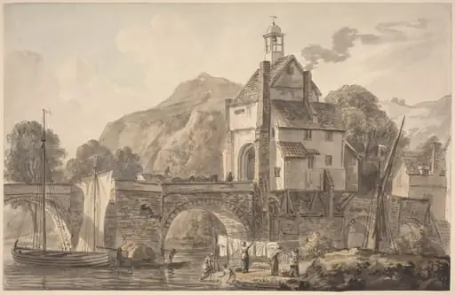 The Bridge at Bridgnorth in Shropshire, by Paul Sandby