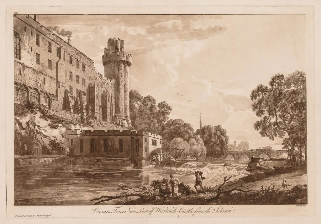 Views of Warwick Castle: Caesar's ower and Part of Warwick Castle from the Island, by Paul Sandby, 1776