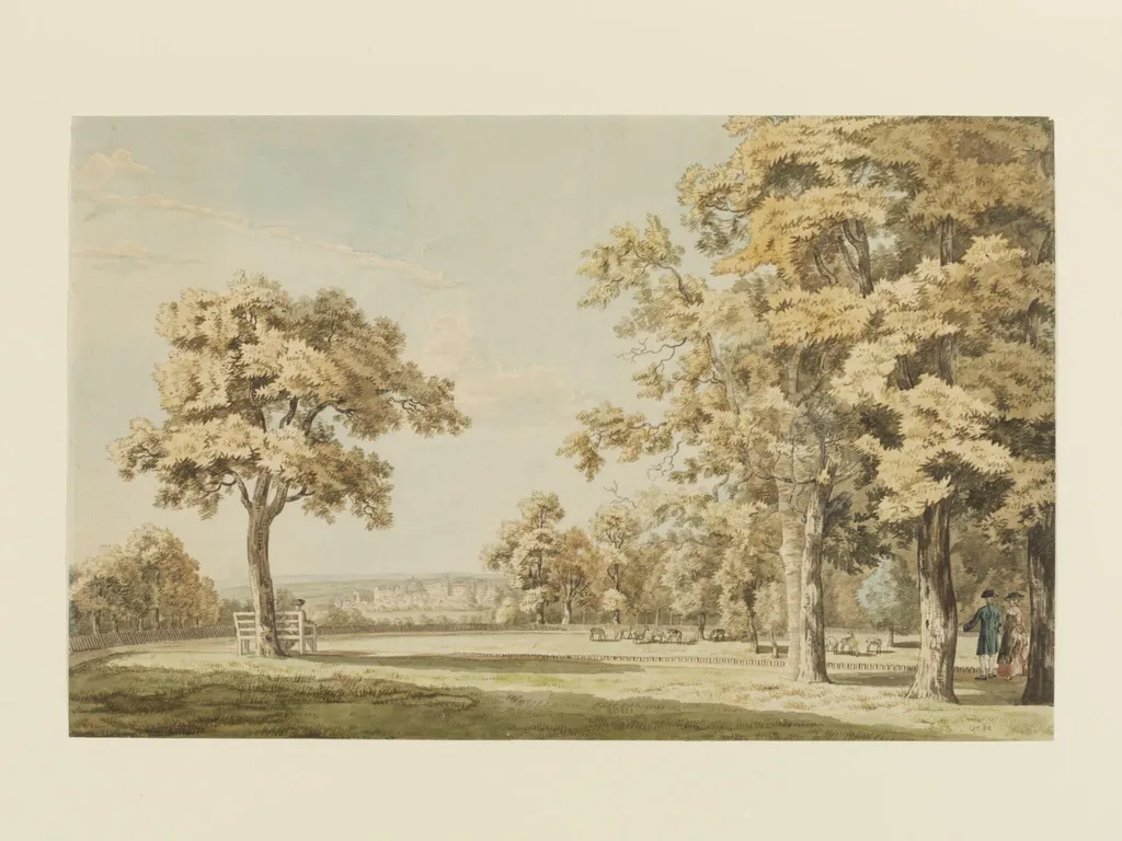 Windsor Castle from the Great Park, near the End of the Long Walk, by Paul Sandby, watercolor, 1740