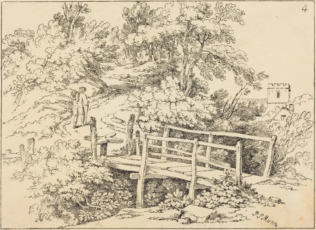 Country Footbridge (The Traveller), by Paul Sandby Munn, ink, 1810