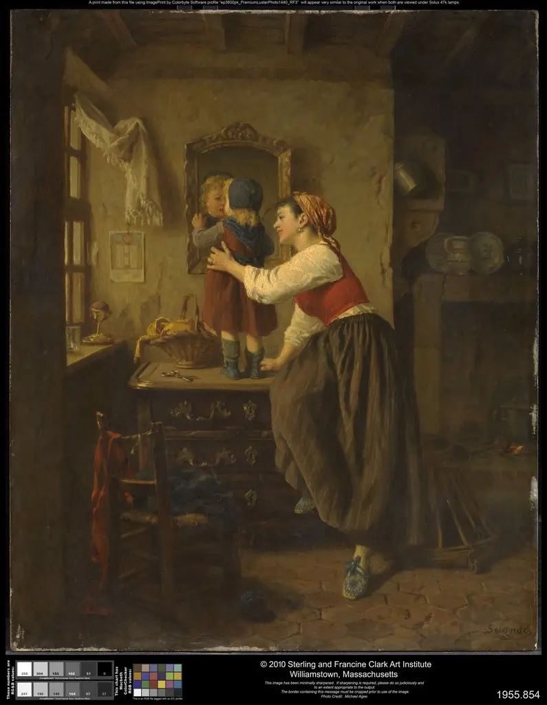 Woman and Child Before a Mirror, by Paul Seignac
