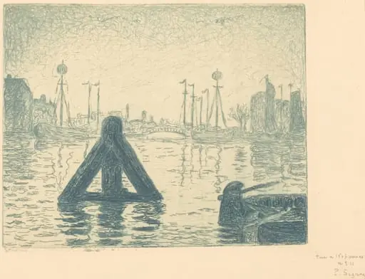 Harbor in Holland - Flushing (La balise - En Holland, Flessingue), by Paul Signac