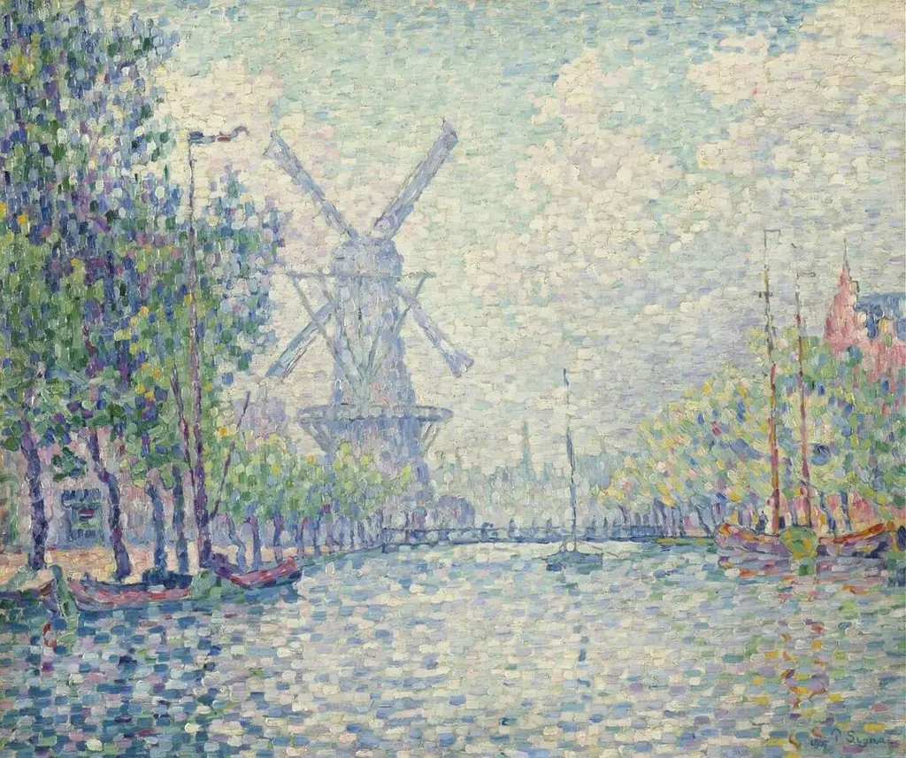 Rotterdam, the mill, the canal, the morning