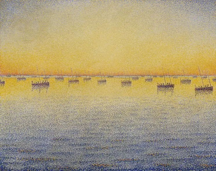 Setting Sun, Sardine Fishing, Concarneau, by Paul Signac