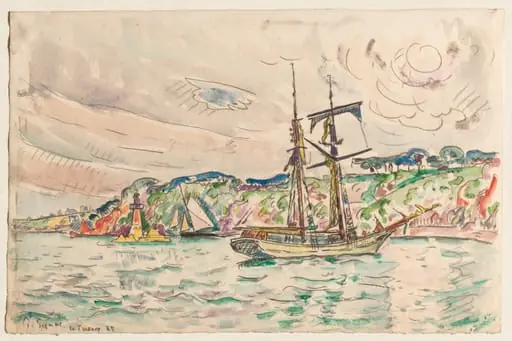 Ships near the Trieux River, by Paul Signac