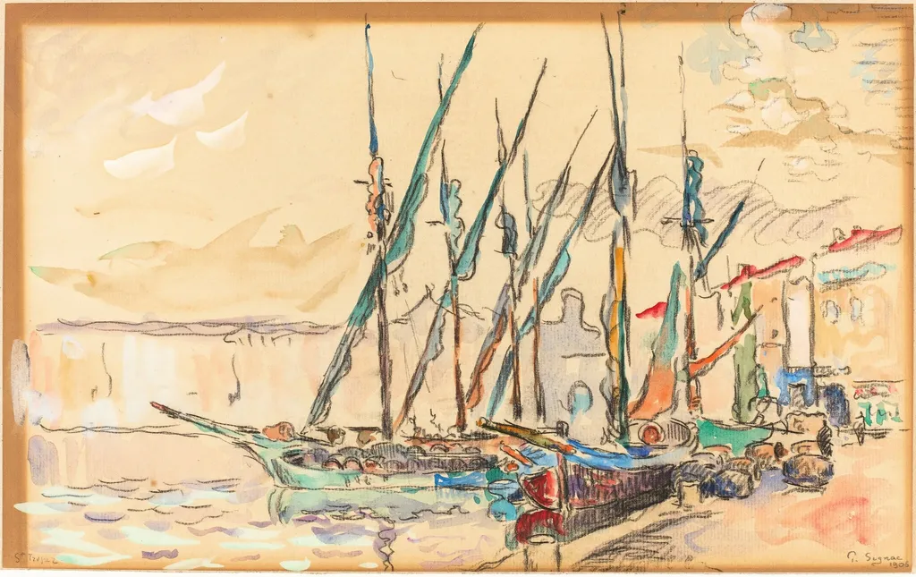 St Tropez, by Paul Signac, chalk, 1906