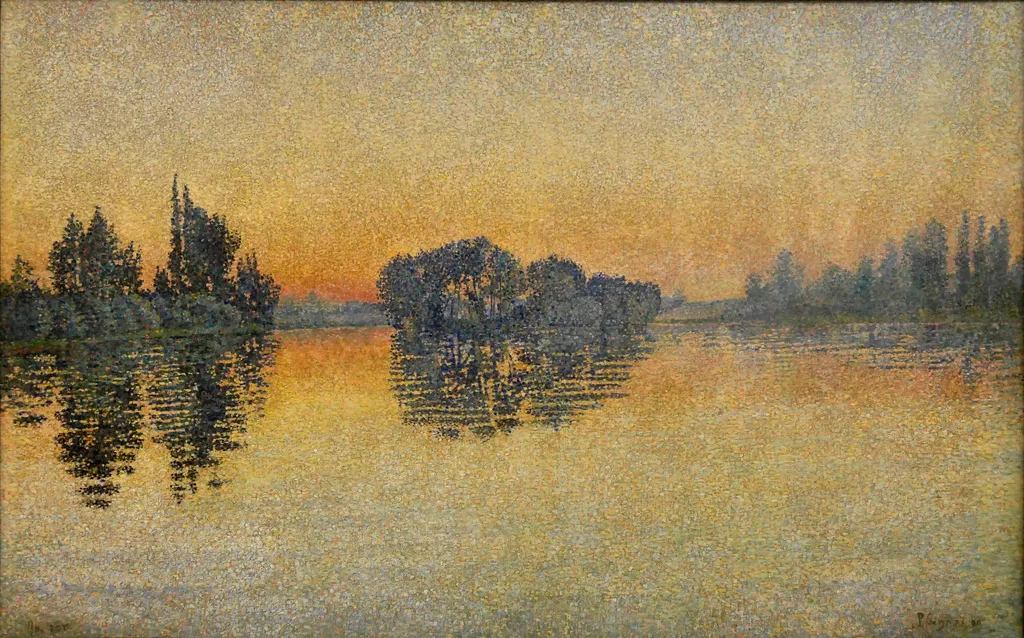 Sunset, Herblay, Opus 206, by Paul Signac, oil, 1895