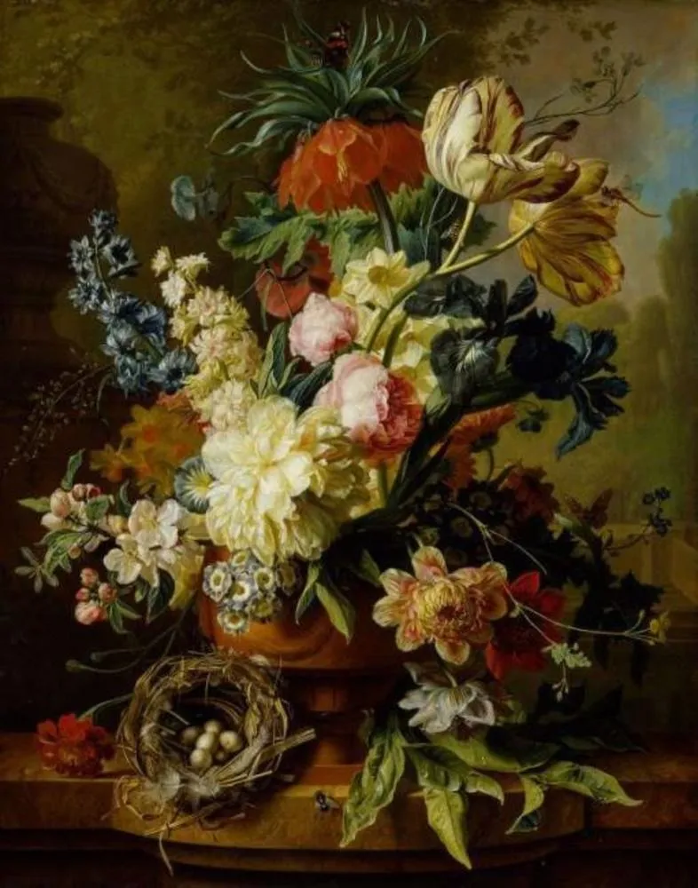 Vase of flowers, by Paul Theodor van Brussel, oil, 1792