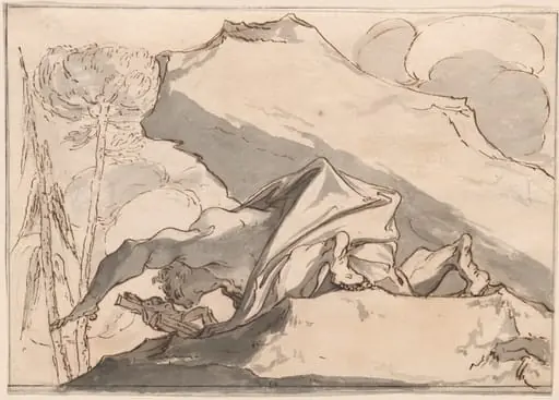 A Desert Hermit Adoring the Crucifix, by Paul Troger