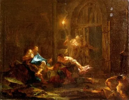 Socrate în închisoare; pandant: Sfântul Petru tămăduind un bolnav, by Paul Troger