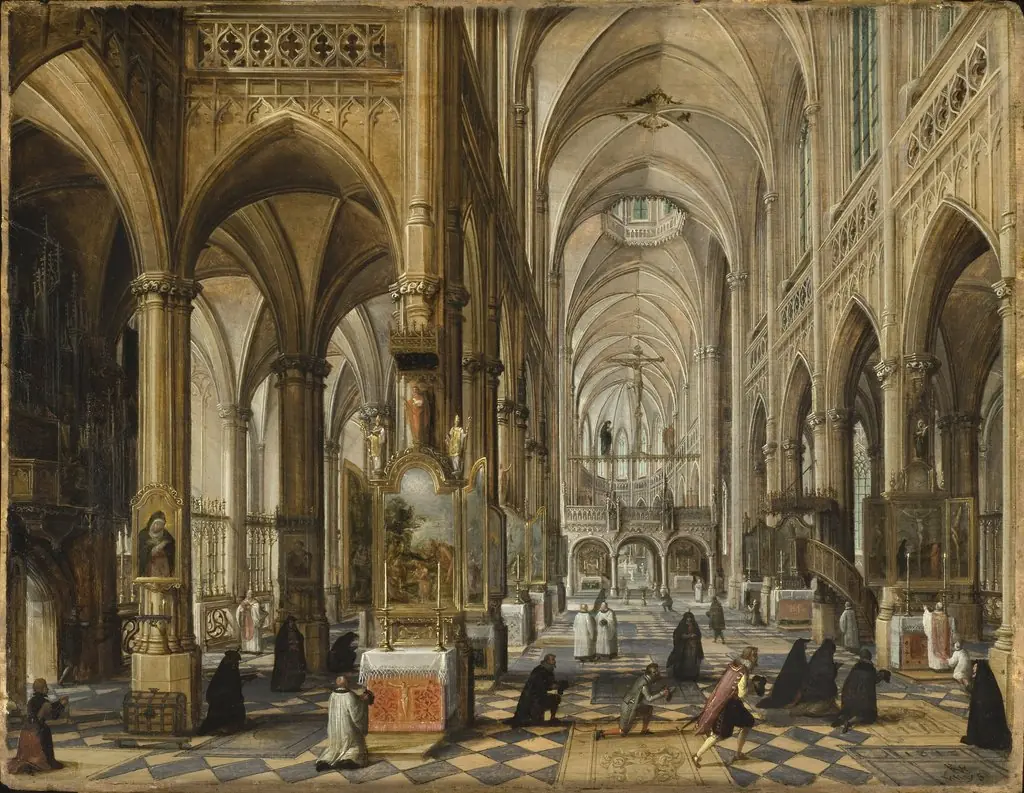 Interior of a Gothic Cathedral, by Paul Vredeman de Vries