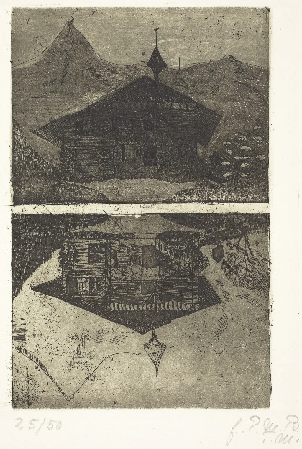 Chalet, by Paula Modersohn-Becker, ink, 1899