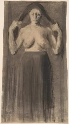 Half-Nude Woman Holding Her Hair Apart, by Paula Modersohn-Becker