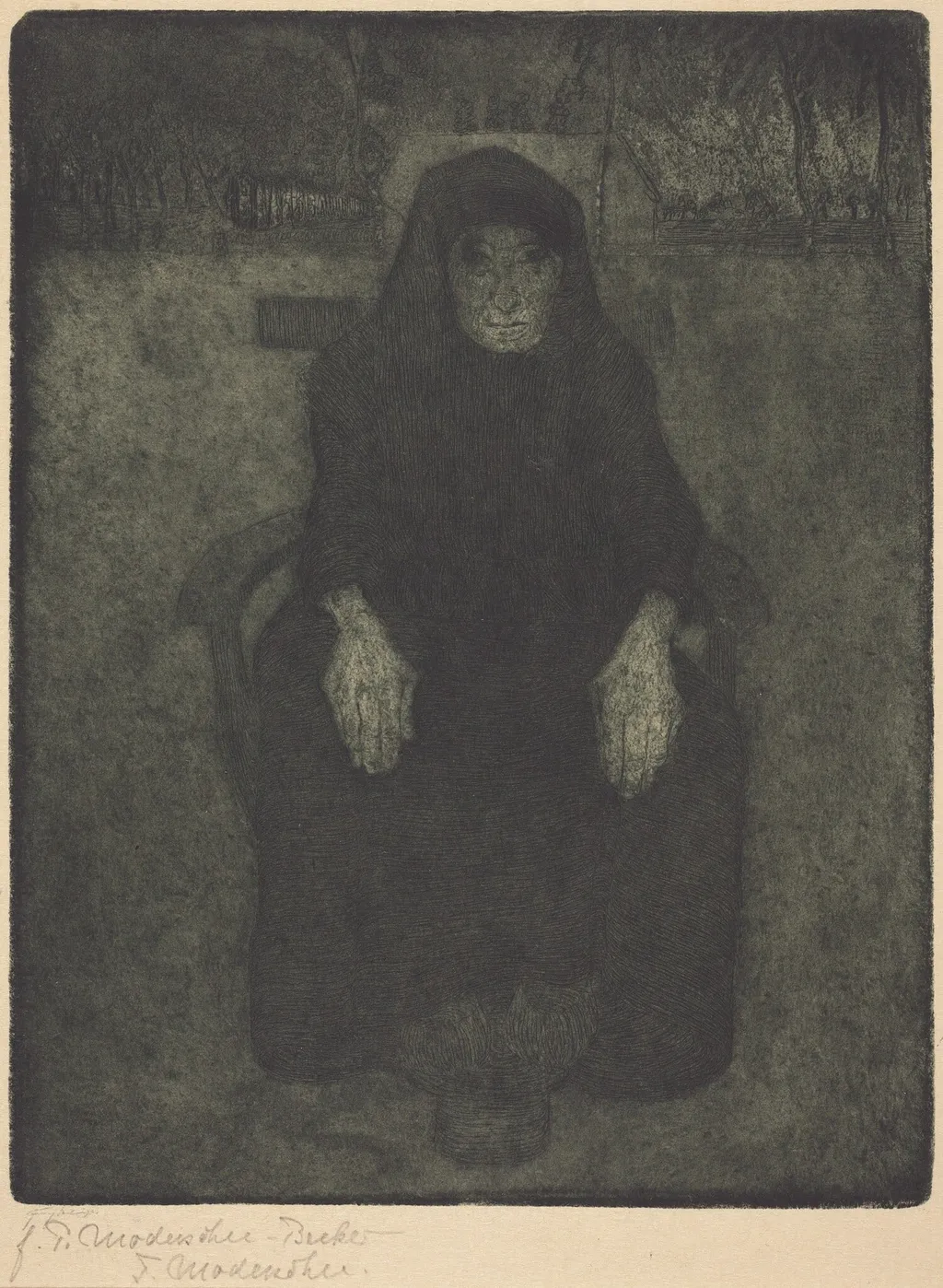 Old Woman, by Paula Modersohn-Becker, ink