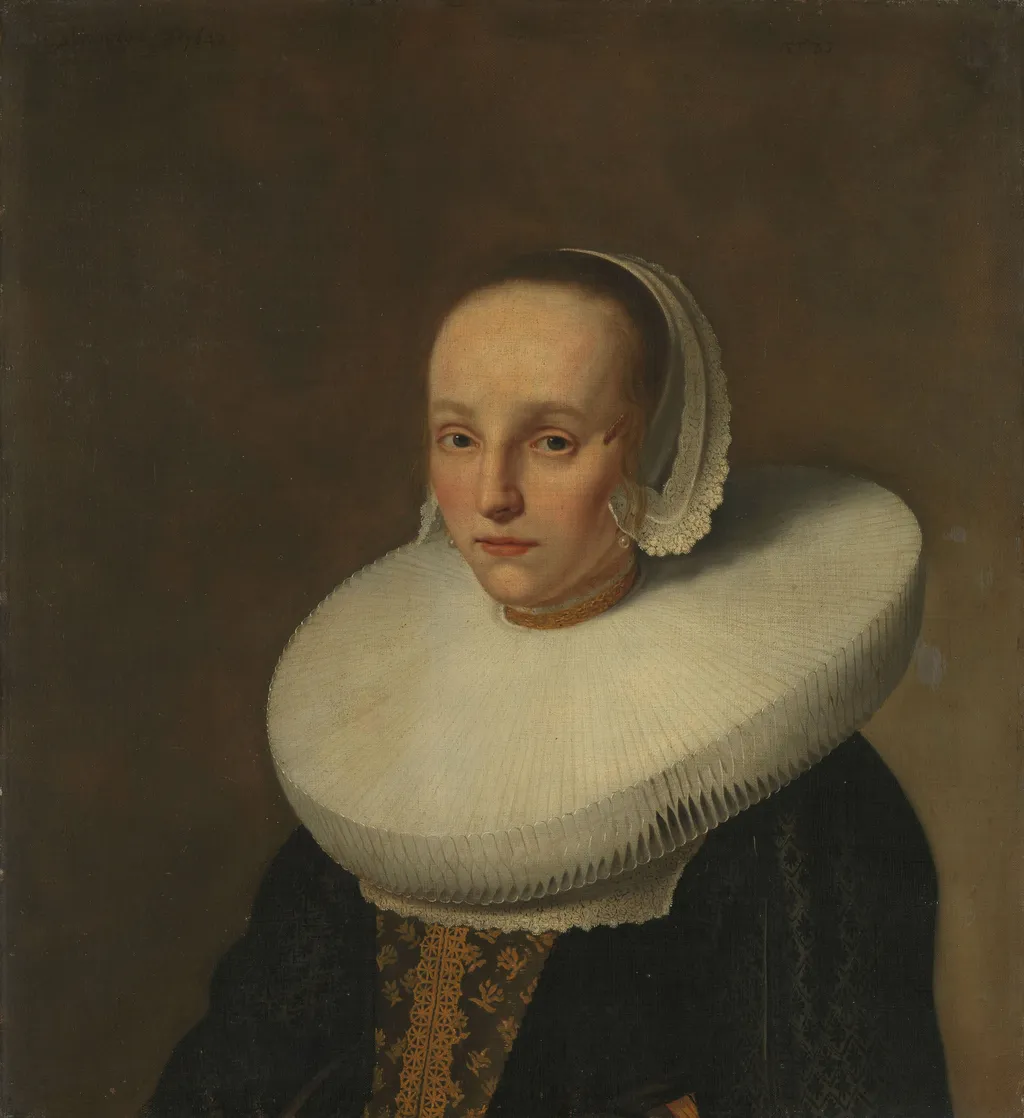 Anna van der Does (1609-50). Wife of Jan de Hooghe, by Paulus Hennekyn, oil, 1658