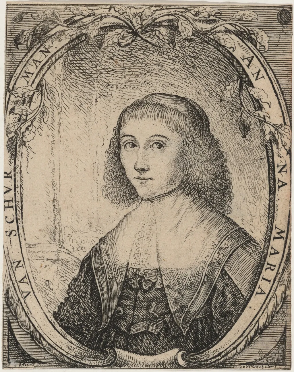 Anna Maria van Schurman, by Paulus Lesire, ink, 1643