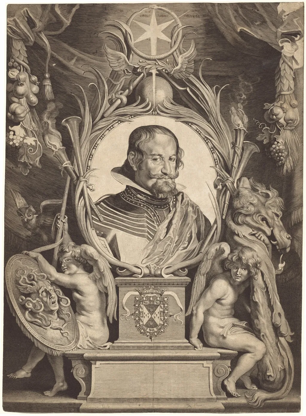 Gaspar de Gusman, Count of Olivares, by Paulus Pontius, ink, 1626