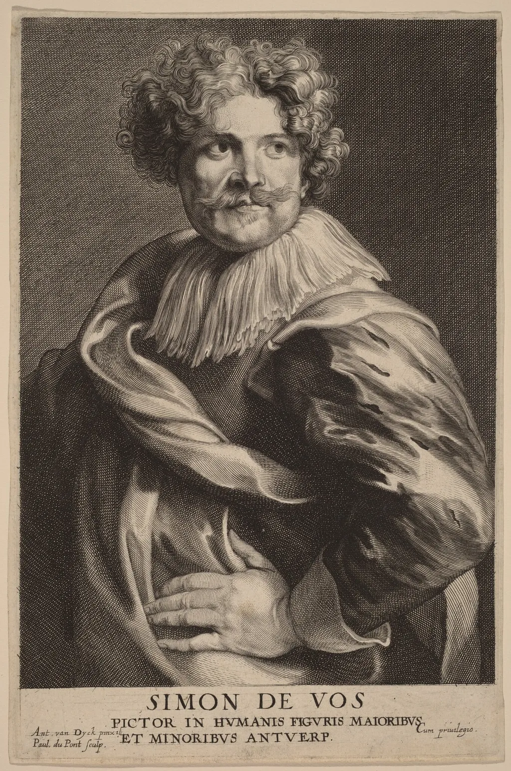 Simon de Vos, by Paulus Pontius, ink, 1634