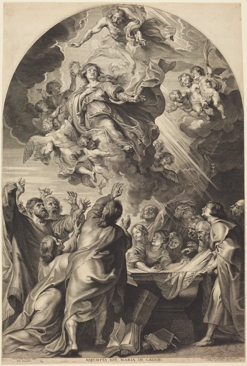 The Assumption of the Virgin, by Paulus Pontius, ink, 1624