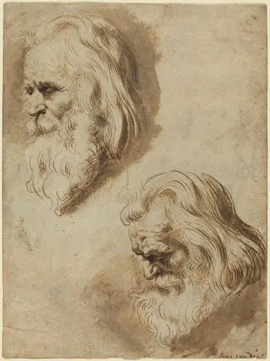 Two Studies of an Elderly Man's Head, by Paulus Pontius