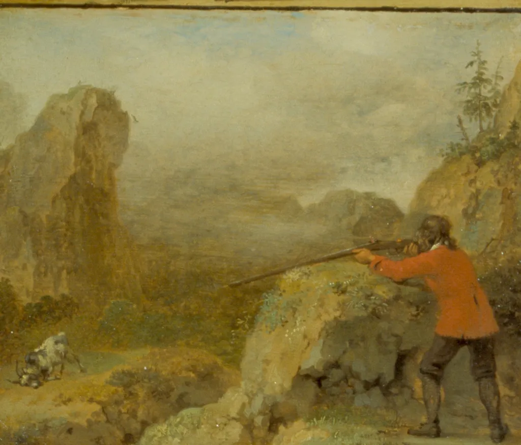 Hunting a Goat, by Paulus Potter, oil, 1650