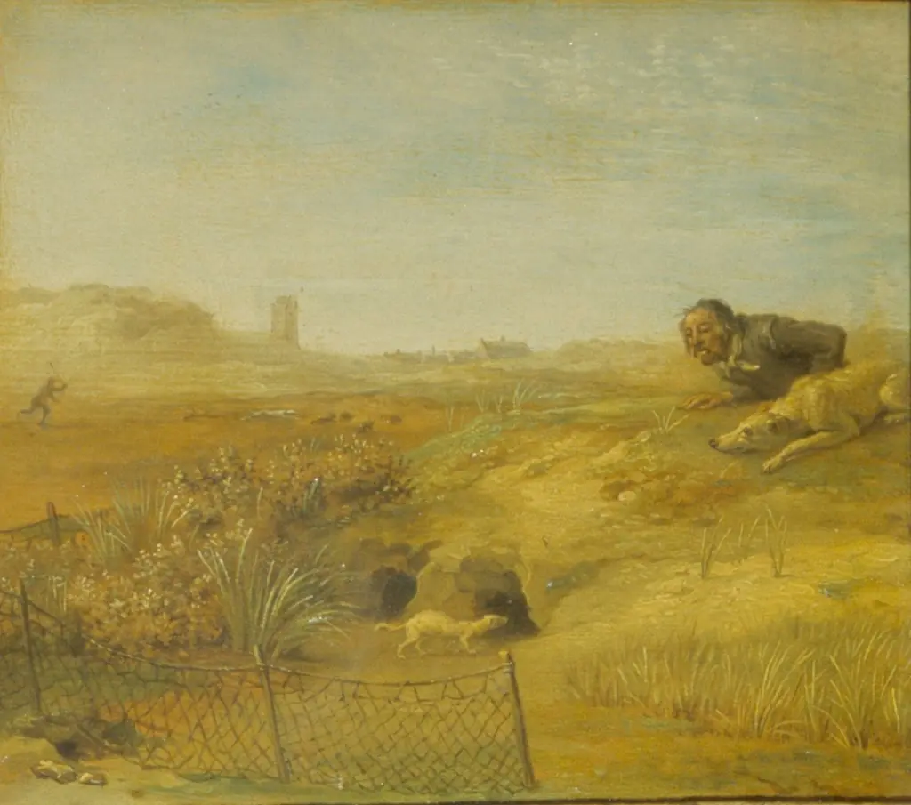 Hunting Hare with a Ferret and Hound