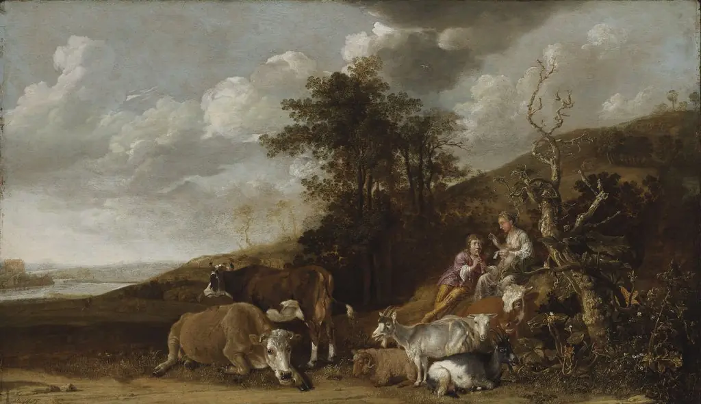 Landscape with Shepherdess and Shepherd Playing Flute