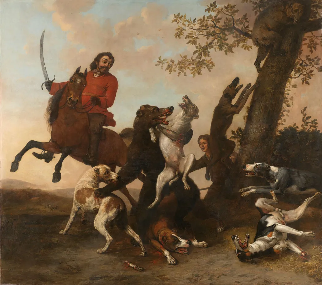 The Bear Hunt, by Paulus Potter, oil, 1649