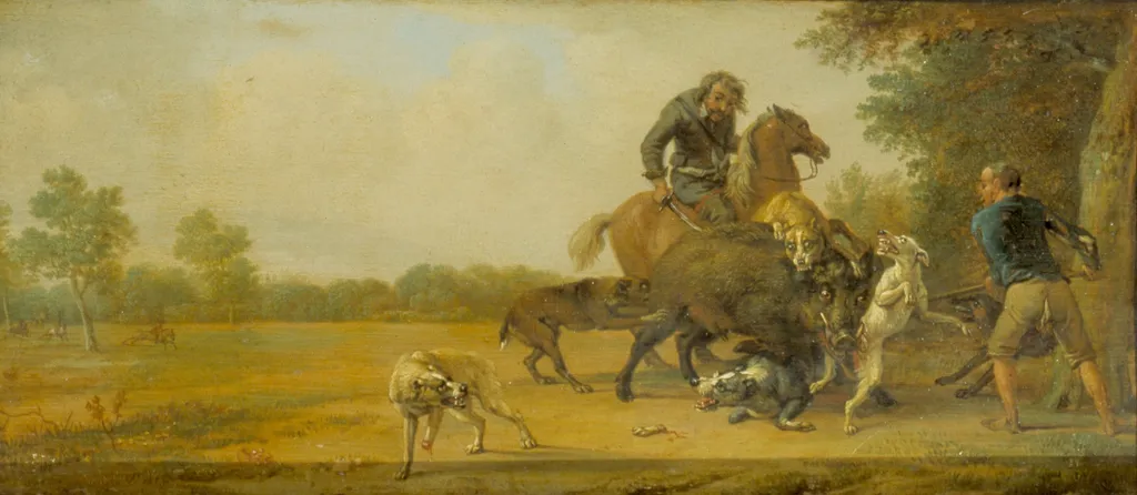 The Boar Hunt, by Paulus Potter, oil, 1650