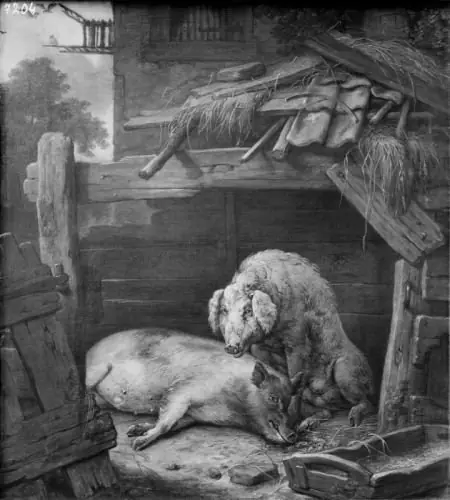 Two Pigs in a Sty, by Paulus Potter