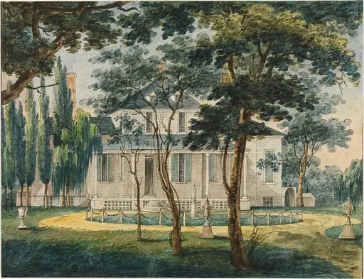 A Country Residence, Possibly General Moreau's Country House at Morrisville, Pennsylvania, by Pavel Petrovich Svinin