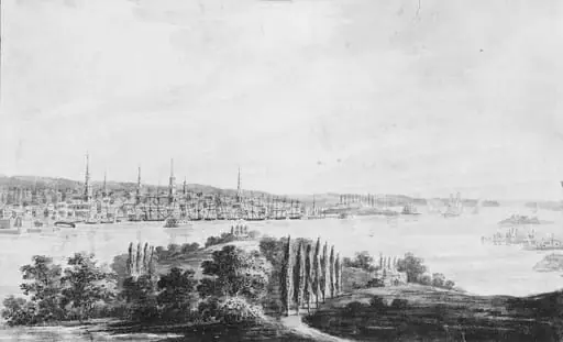 New York City and Harbor from Weehawken, by Pavel Petrovich Svinin