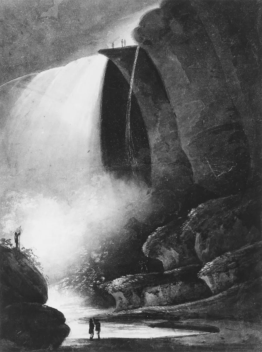 Niagara Falls—Table Rock by Moonlight, by Pavel Petrovich Svinin, watercolor, 1811
