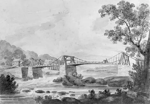 The Falls of the Schuylkill and Chain Bridge, by Pavel Petrovich Svinin, 1811