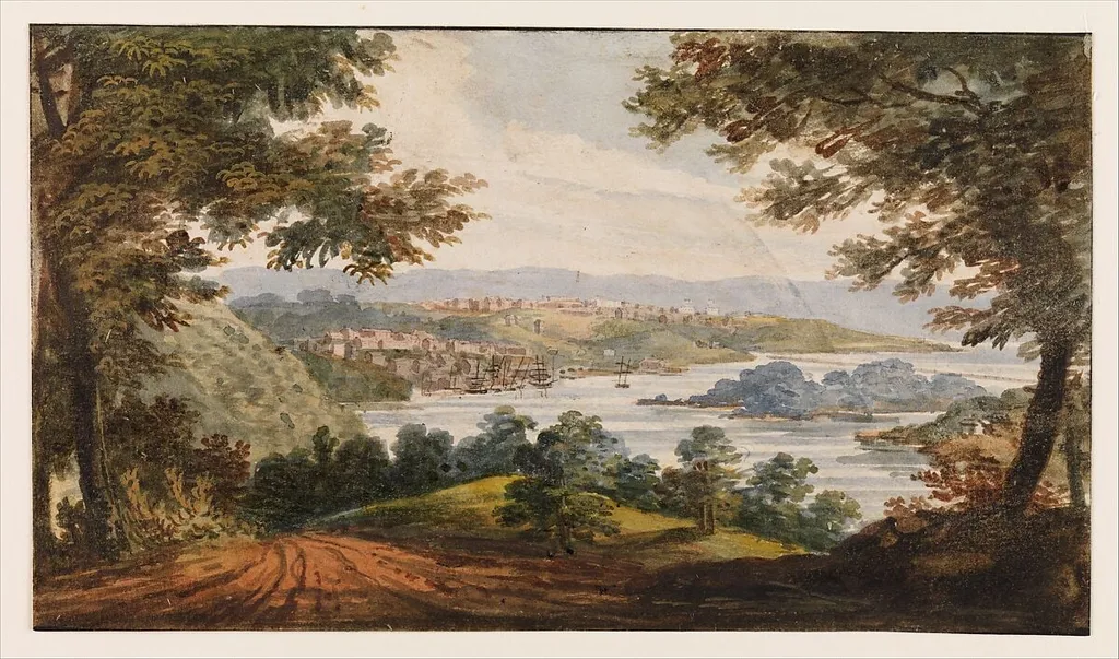 Washington and Georgetown from the Alexandria Road, by Pavel Petrovich Svinin|G.I. Parkyn, watercolor, 1811