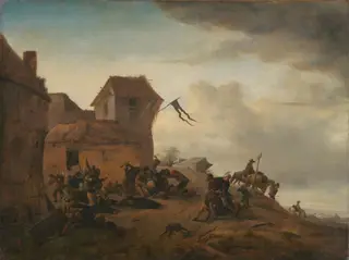 Peasants fighting near a Village
