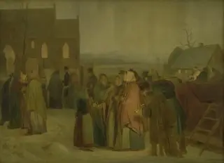 Peasants outside the Church on a Christmas Morning