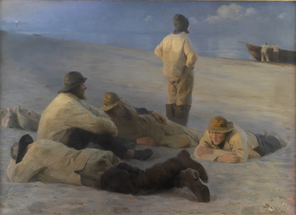 Fishermen at Skagen Beach, by Peder Severin Krøyer, oil, 1892