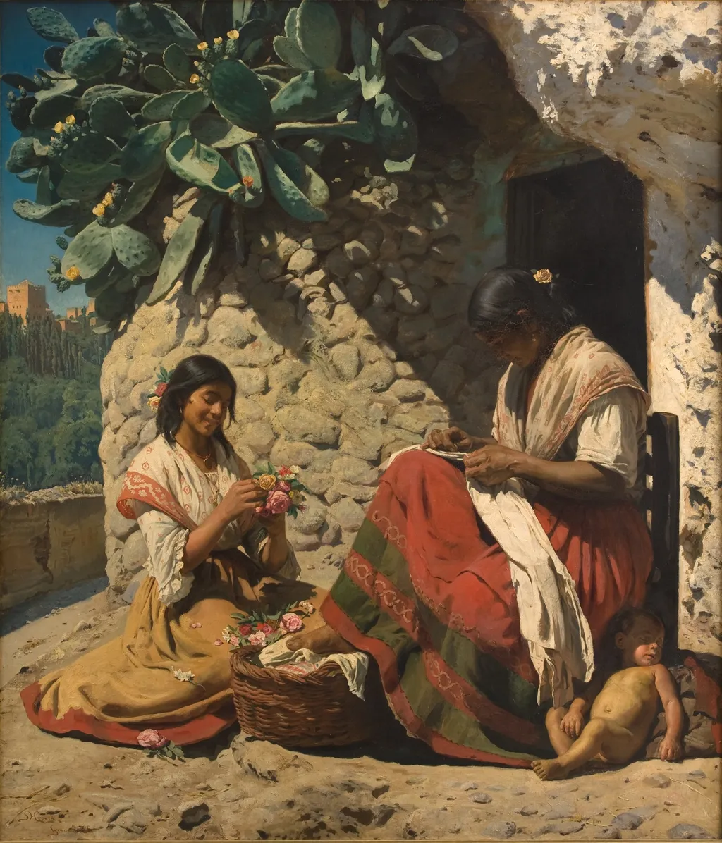 Two Gipsy Women Outside their Cottage. Spain, by Peder Severin Krøyer, oil, 1890