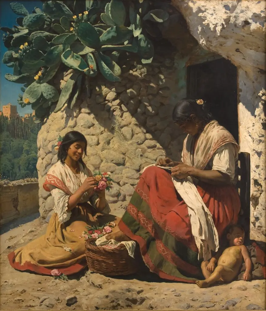 Two Gipsy Women Outside their Cottage. Spain, by Peder Severin Krøyer