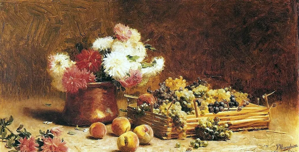 Fruit and flowers, by Pedro Alexandrino Borges, oil, 1906