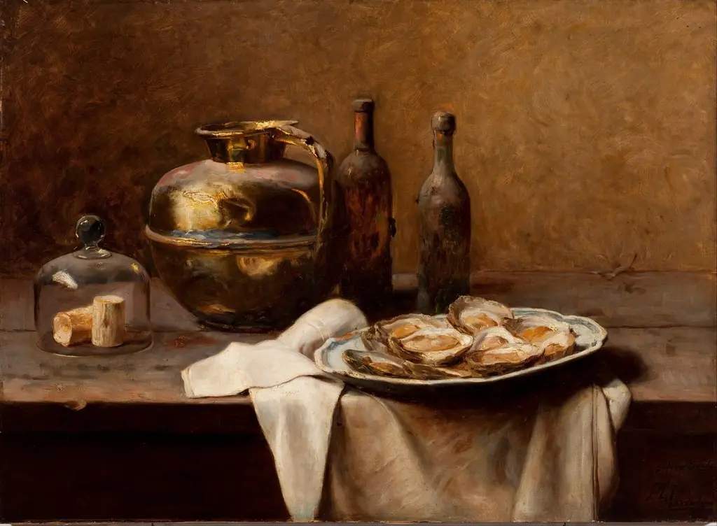 Oysters and Copperware, by Pedro Alexandrino Borges