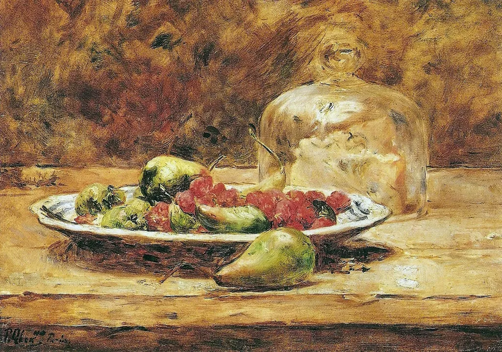 Still life - Pears and strawberries, by Pedro Alexandrino Borges, oil, 1906