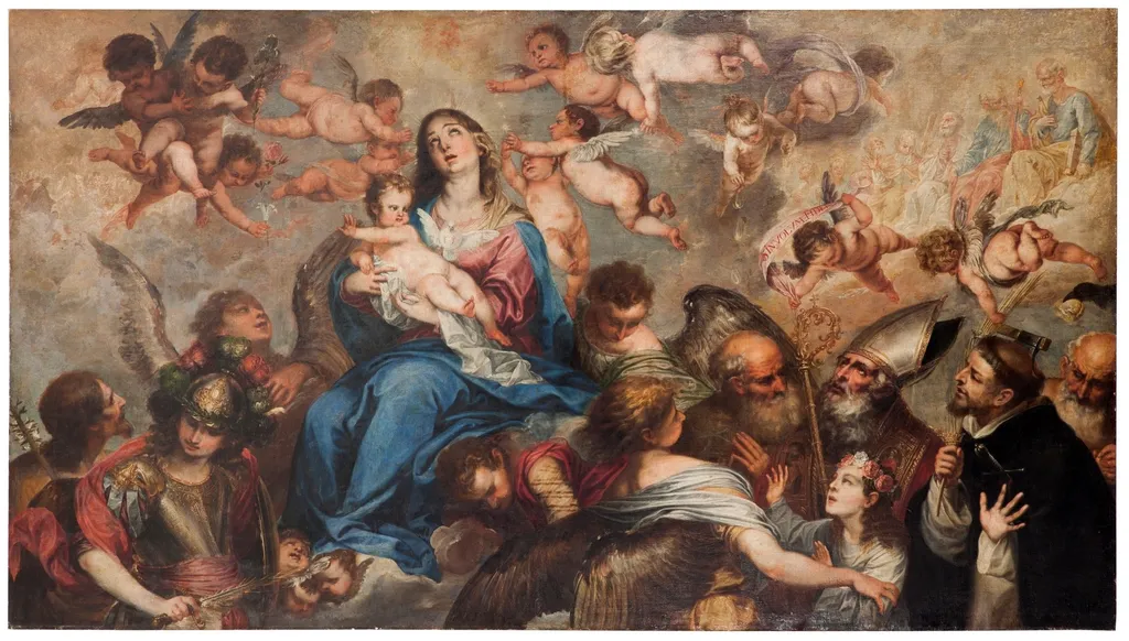 The Virgin with Saints, by Pedro Atanasio Bocanegra, oil, 1601