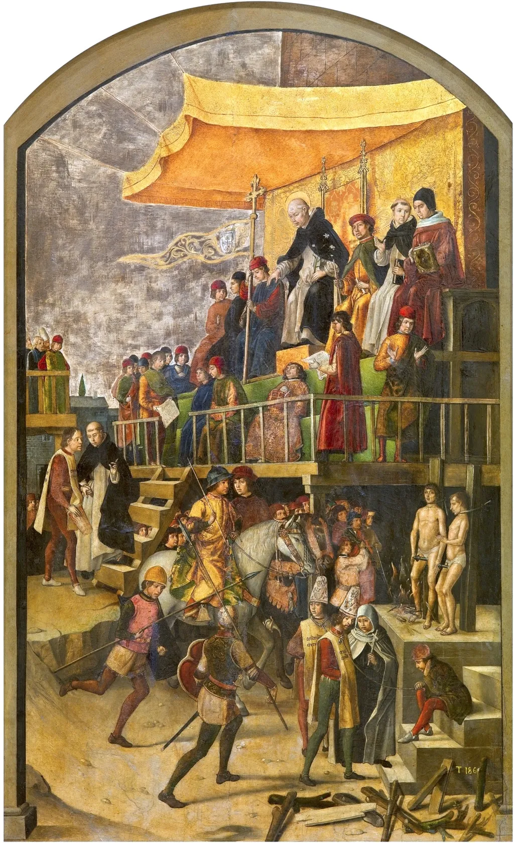 Saint Dominic Presiding over an Auto-da-fe, by Pedro Berruguete, oil, 1497