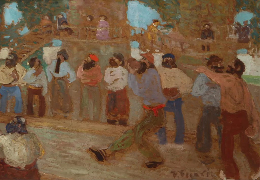 Cancha de bochas, by Pedro Figari, unspecified, 1500