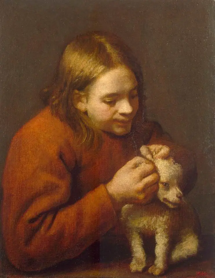 Boy Looking for Fleas on a Dog, by Pedro Nuñez de Villavicencio